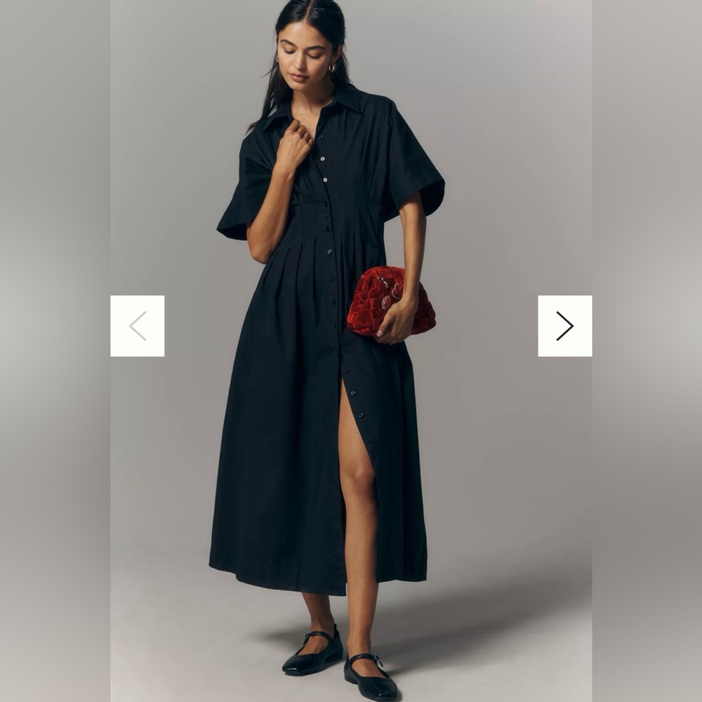 Anthropologie. Exquise Tobie Shirt Dress. Black. Small.